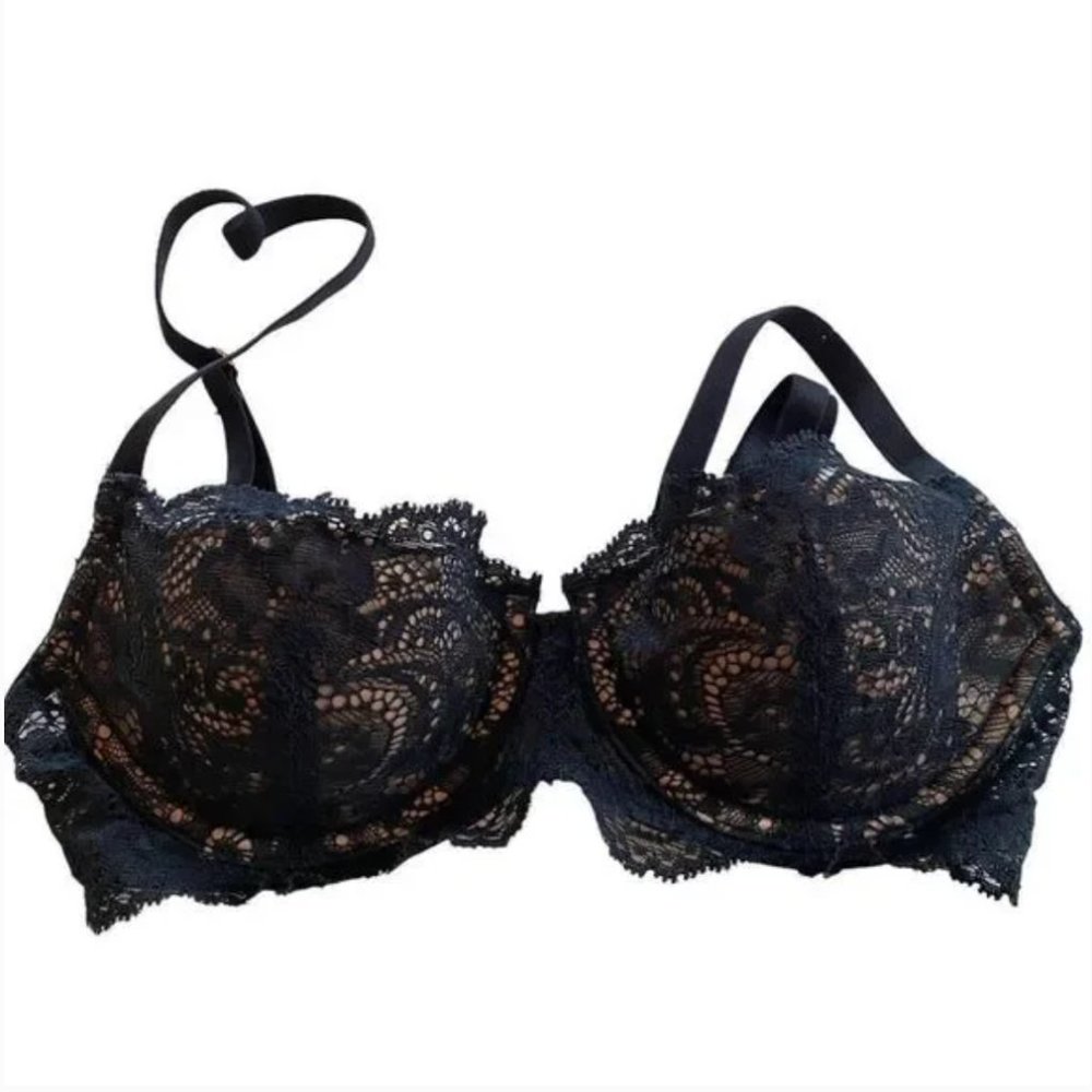 Third Love 24/7 Lace Balconette Bra 30C Black